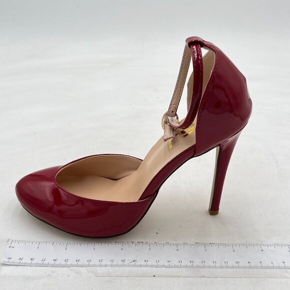 FSJ Wine Almond Toe Ankle Strap D'Orsay Pump High Heels Party Prom Casual Sandal - Picture 2 of 8